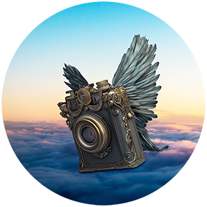 Cámara antigua con alas