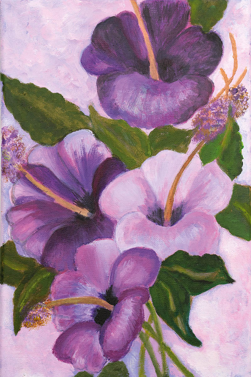 Lilas pintadas al óleo