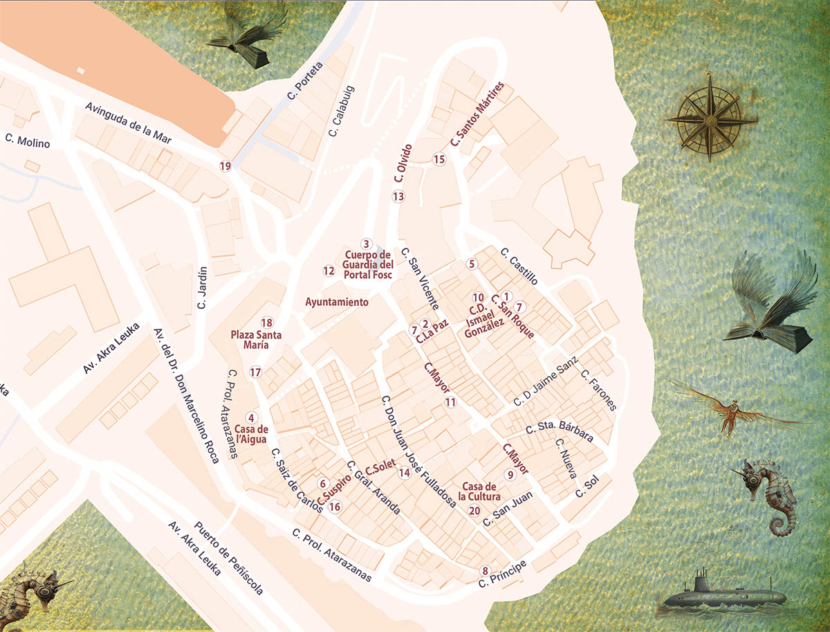 Mapa de casco antiguo de Peñíscola